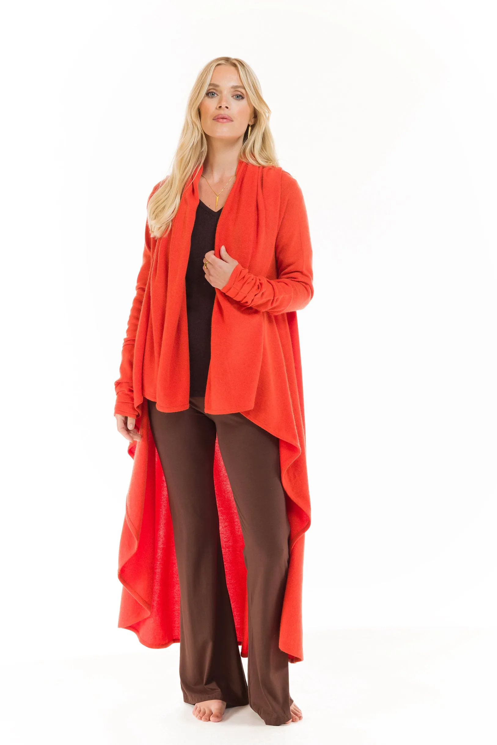 CASHMERE WATERFALL JACKET SPICY ORANGE