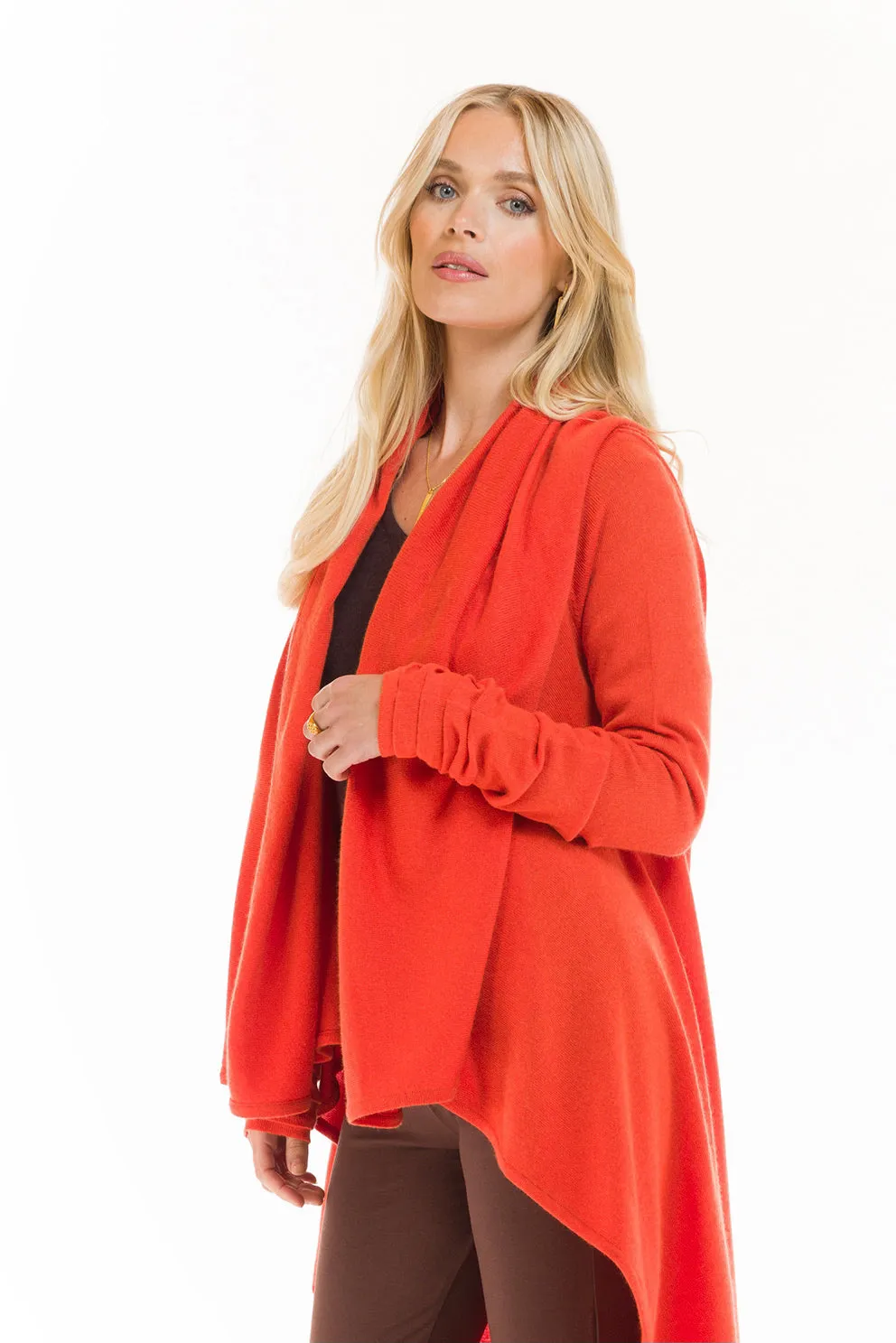 CASHMERE WATERFALL JACKET SPICY ORANGE