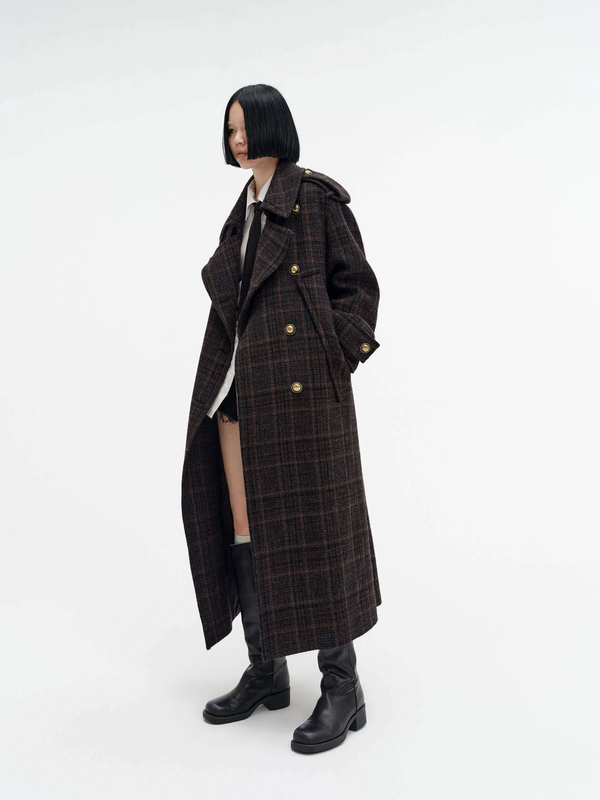 Checked Wool Overcoat