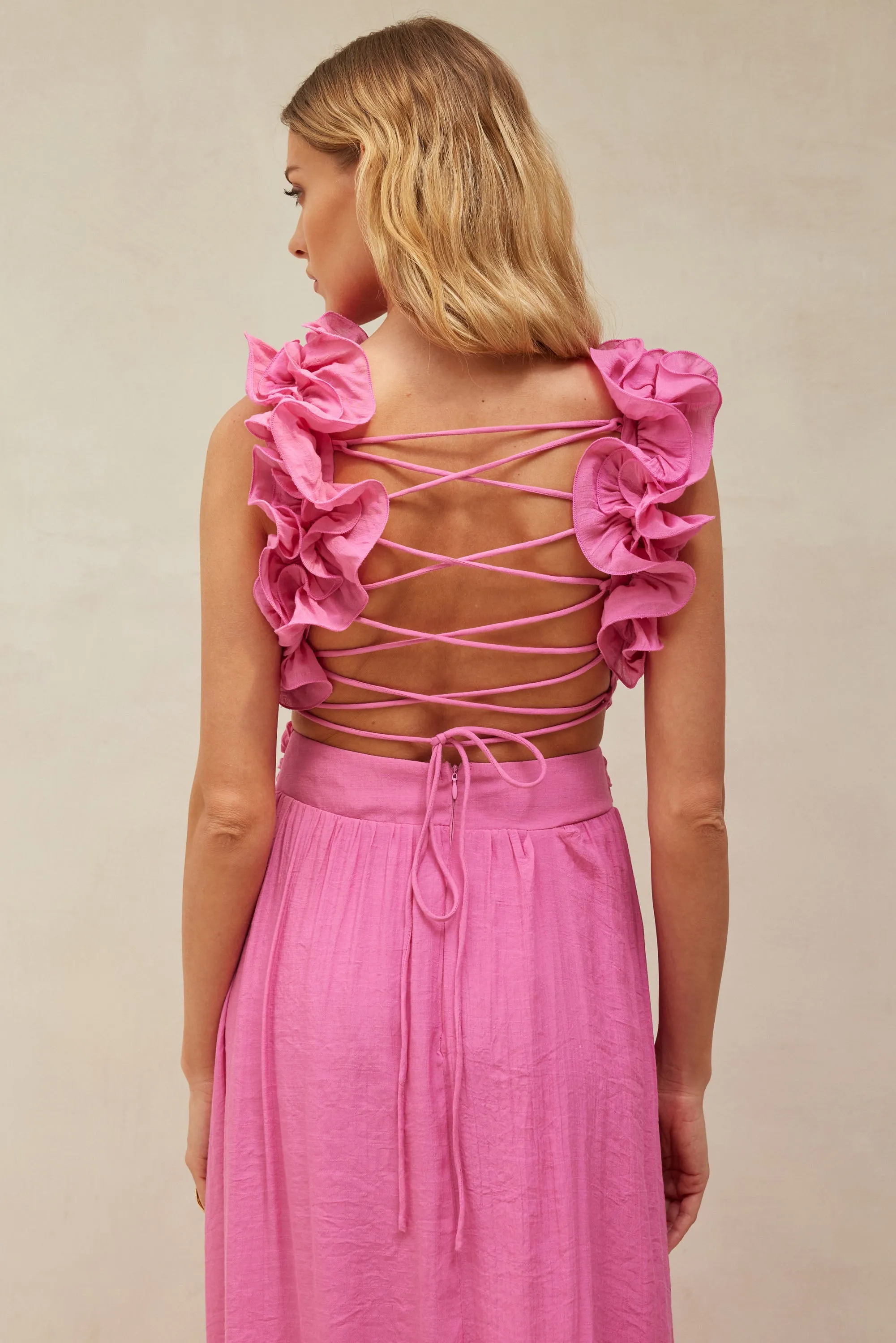 Chiara Midi Dress Hot Pink