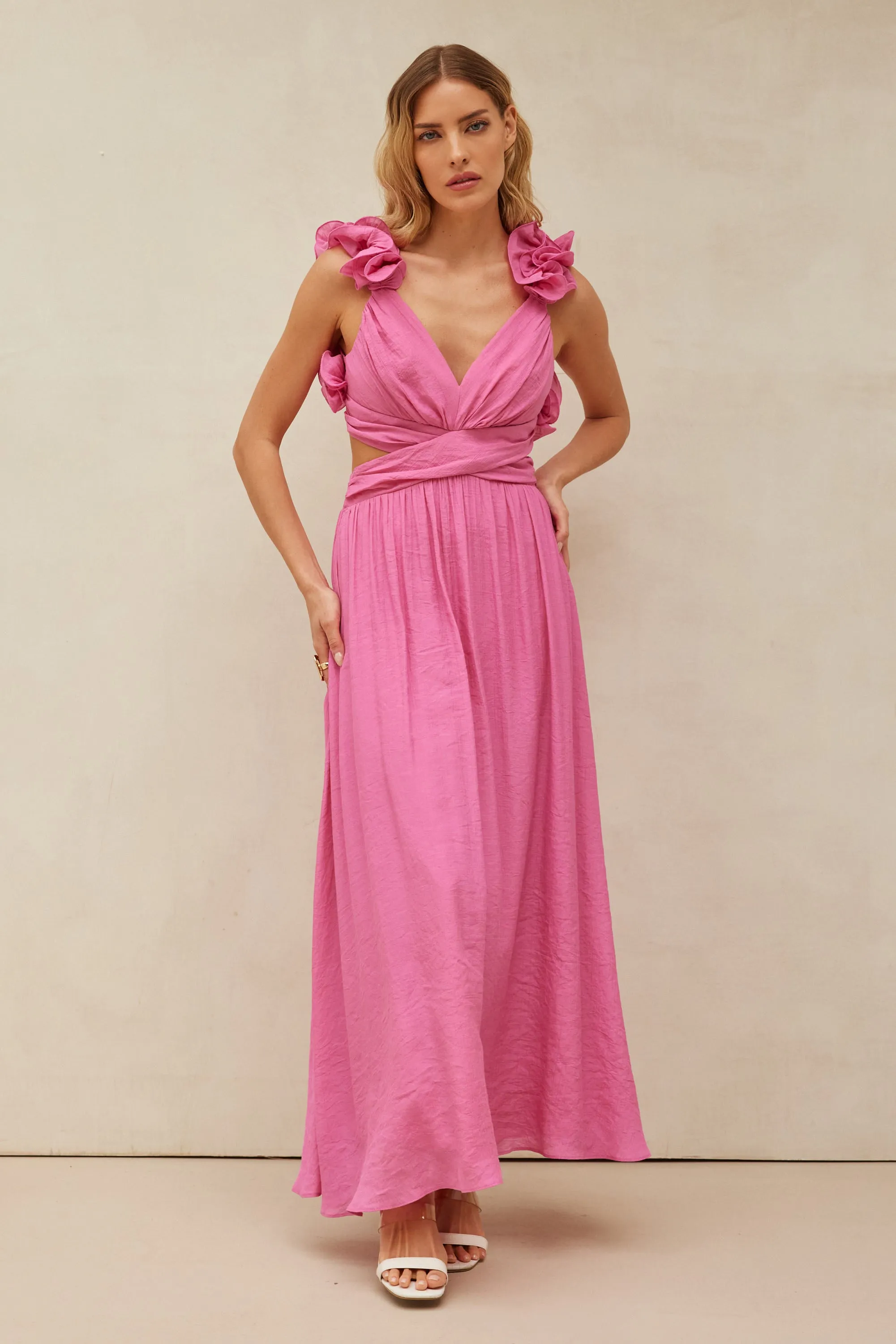 Chiara Midi Dress Hot Pink