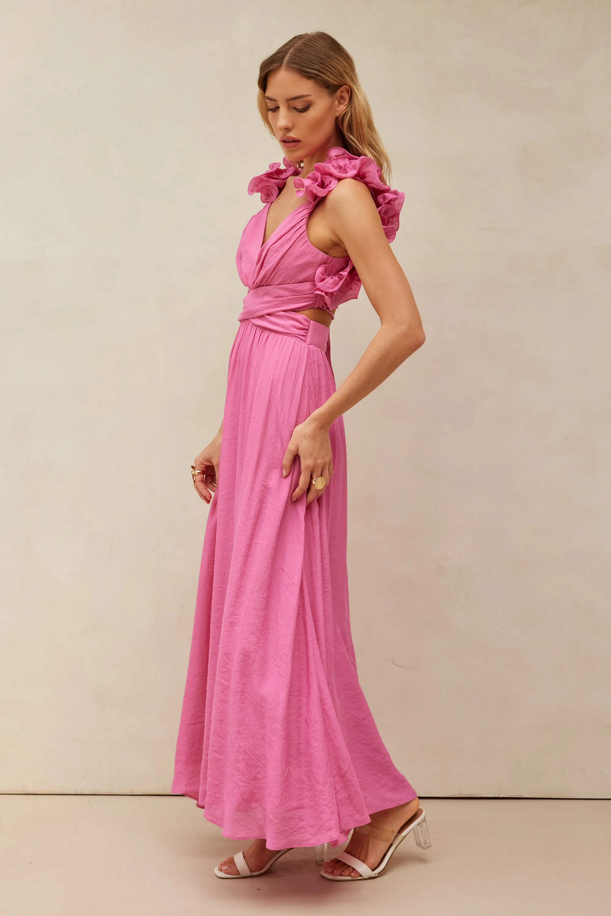 Chiara Midi Dress Hot Pink