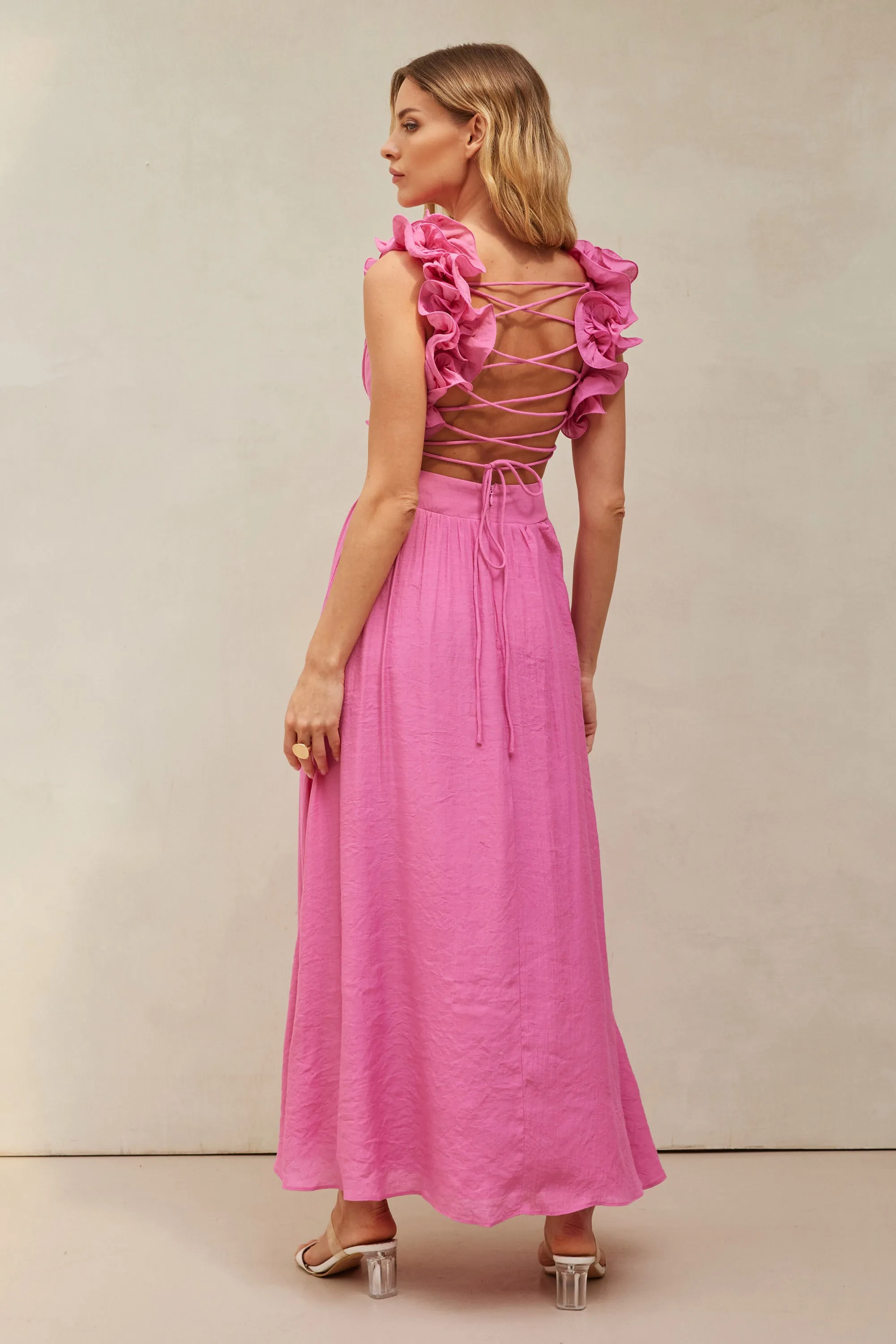 Chiara Midi Dress Hot Pink