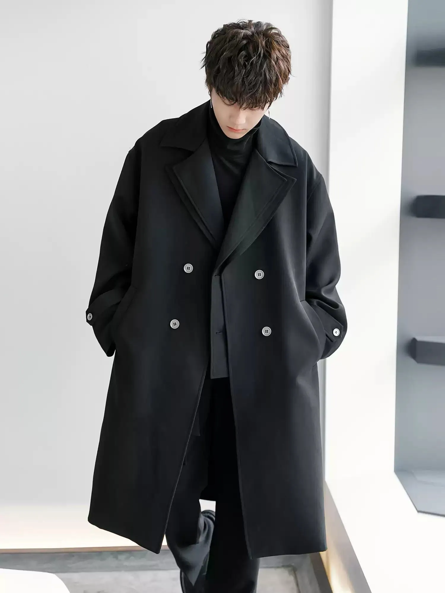 Chuan  Layered Lapel Breasted Trench Coat