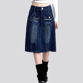 Classic sanded women's jeans skirt