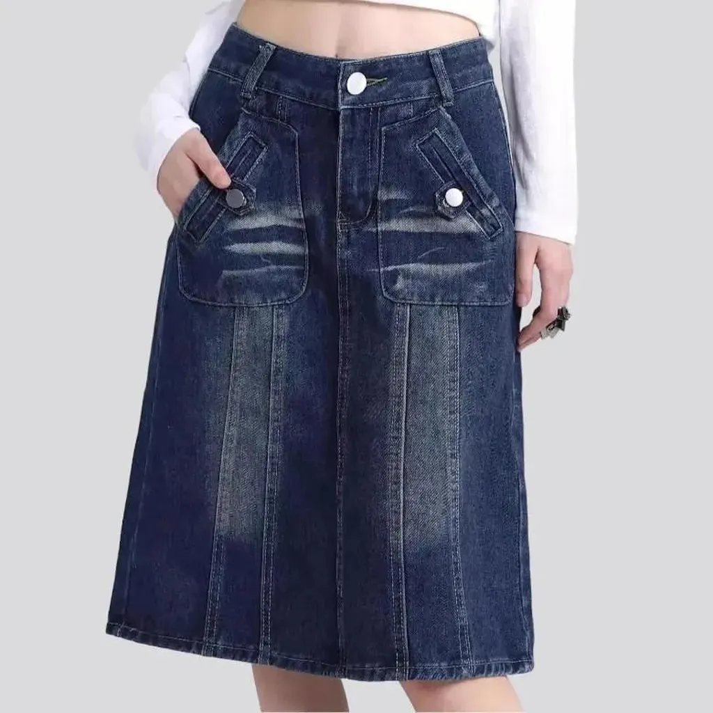 Classic sanded women's jeans skirt