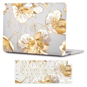 Clear Hybrid-Flex Gold Botanical Bloom Case - Macbook Air