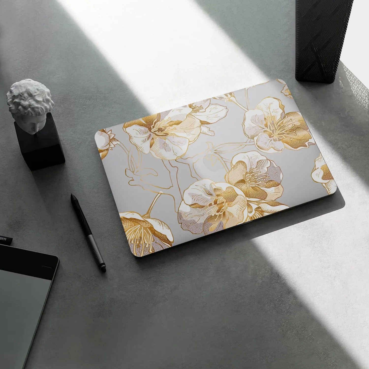 Clear Hybrid-Flex Gold Botanical Bloom Case - Macbook Air