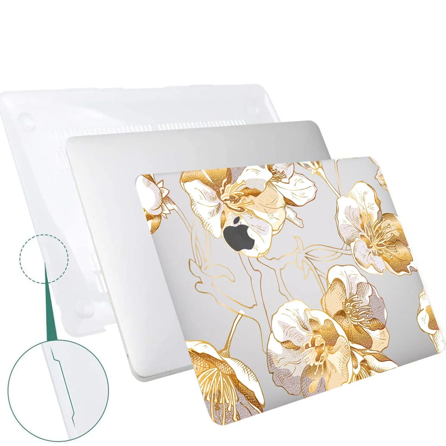 Clear Hybrid-Flex Gold Botanical Bloom Case - Macbook Air