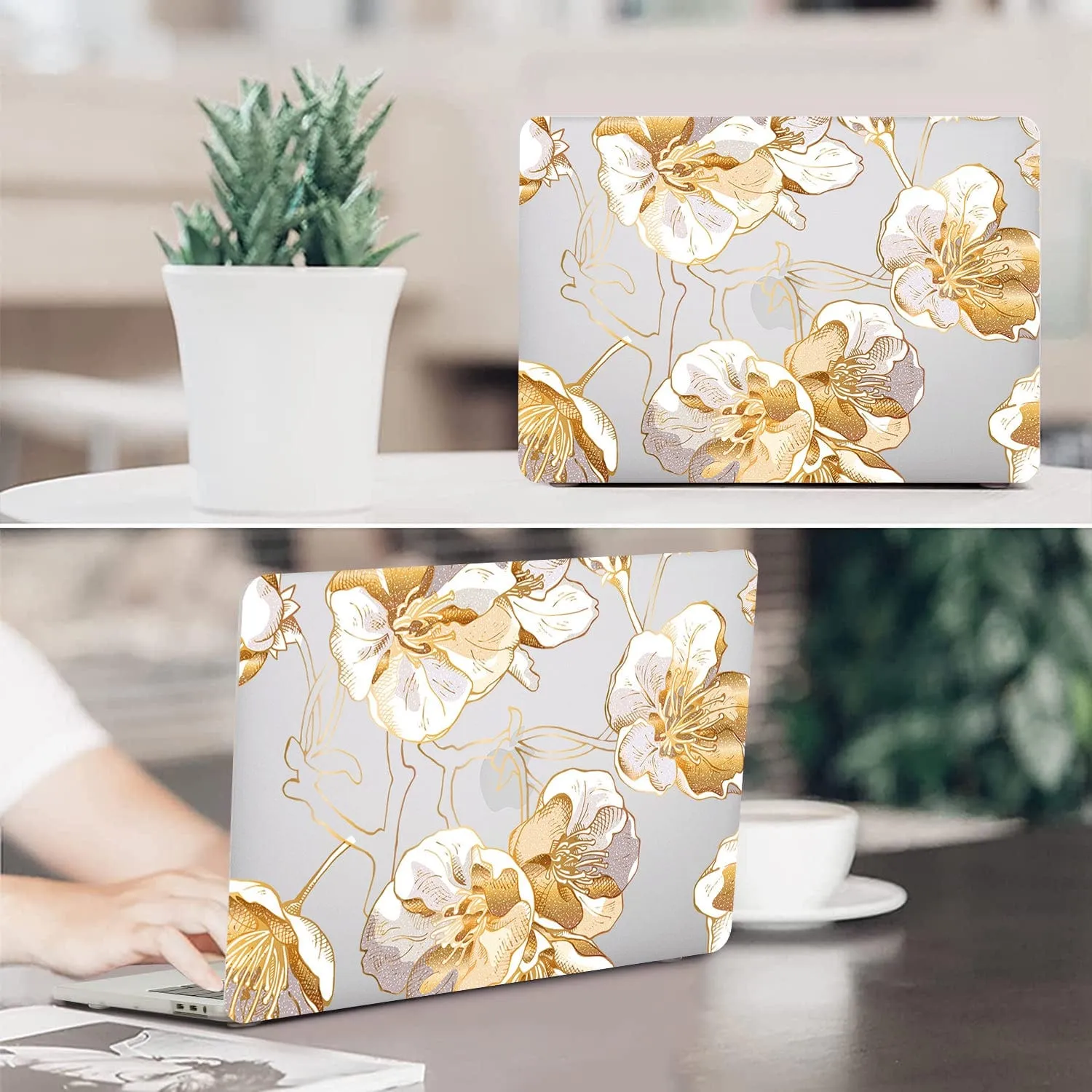 Clear Hybrid-Flex Gold Botanical Bloom Case - Macbook Air