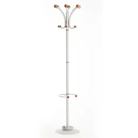 Coat & umbrella stand with 12 coat hooks and 4 umbrella hooks 1840mm high - silver