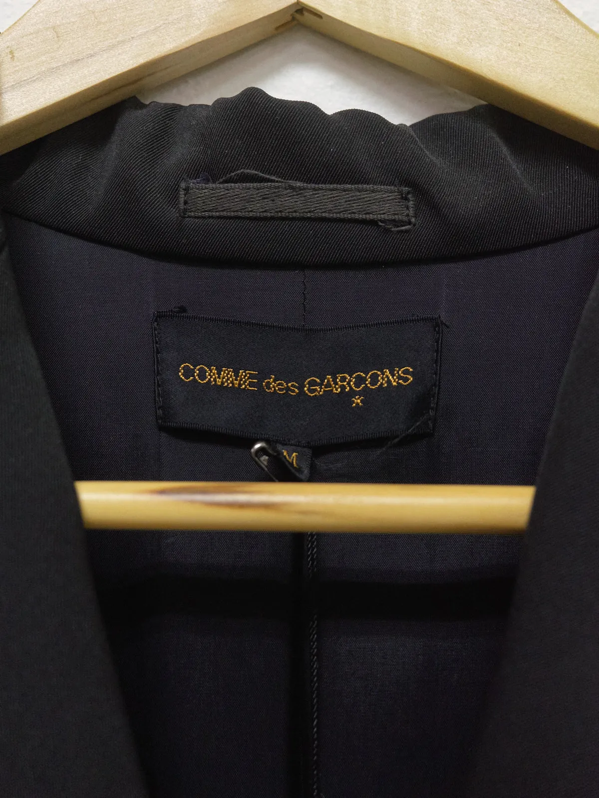 Comme des Garcons 1995 black polyester layered double breasted blazer - womens M