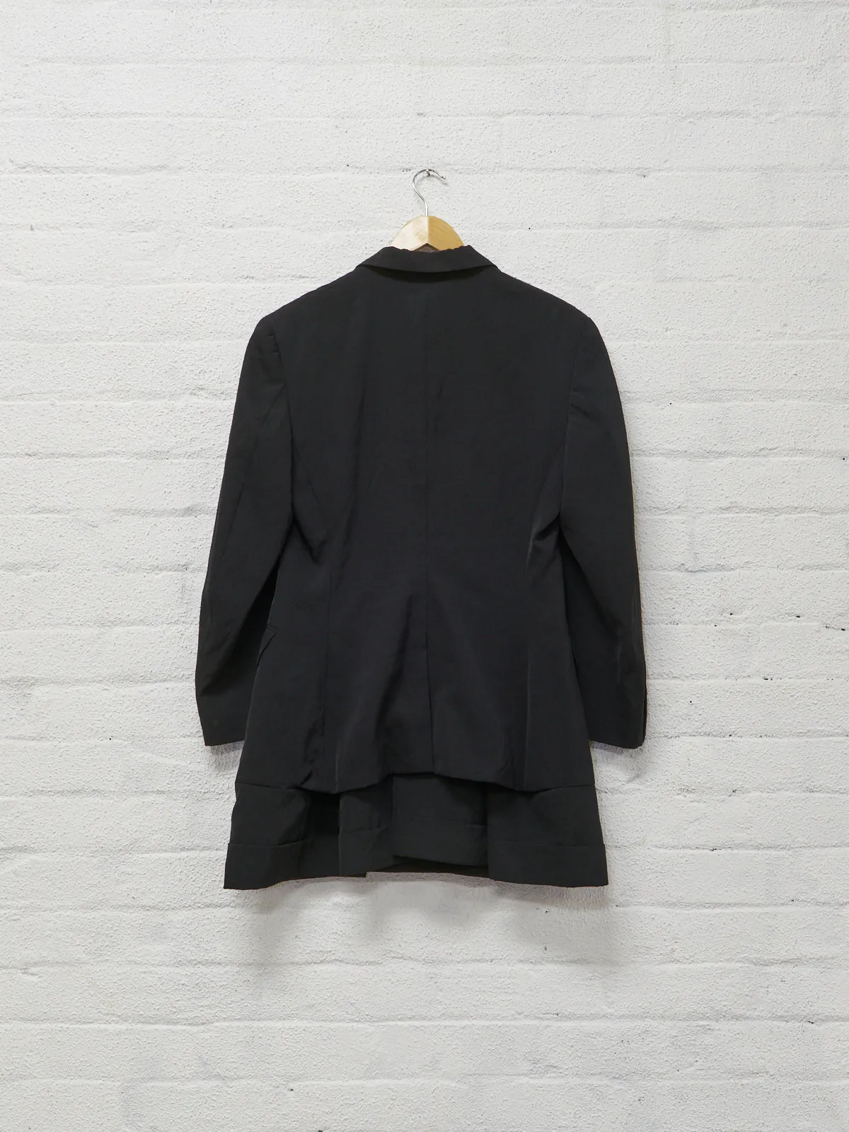 Comme des Garcons 1995 black polyester layered double breasted blazer - womens M