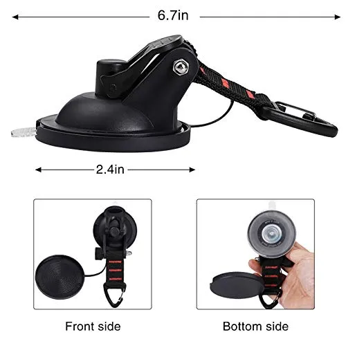 CONBOLA Heavy Duty Suction Cups 4 Pieces with Hooks Upgraded Car Camping Tie Down Suction Cup Camping Tarp Accessory with Securing Hook Strong Power for Awning Boat Camping Trap.(4 pcs)