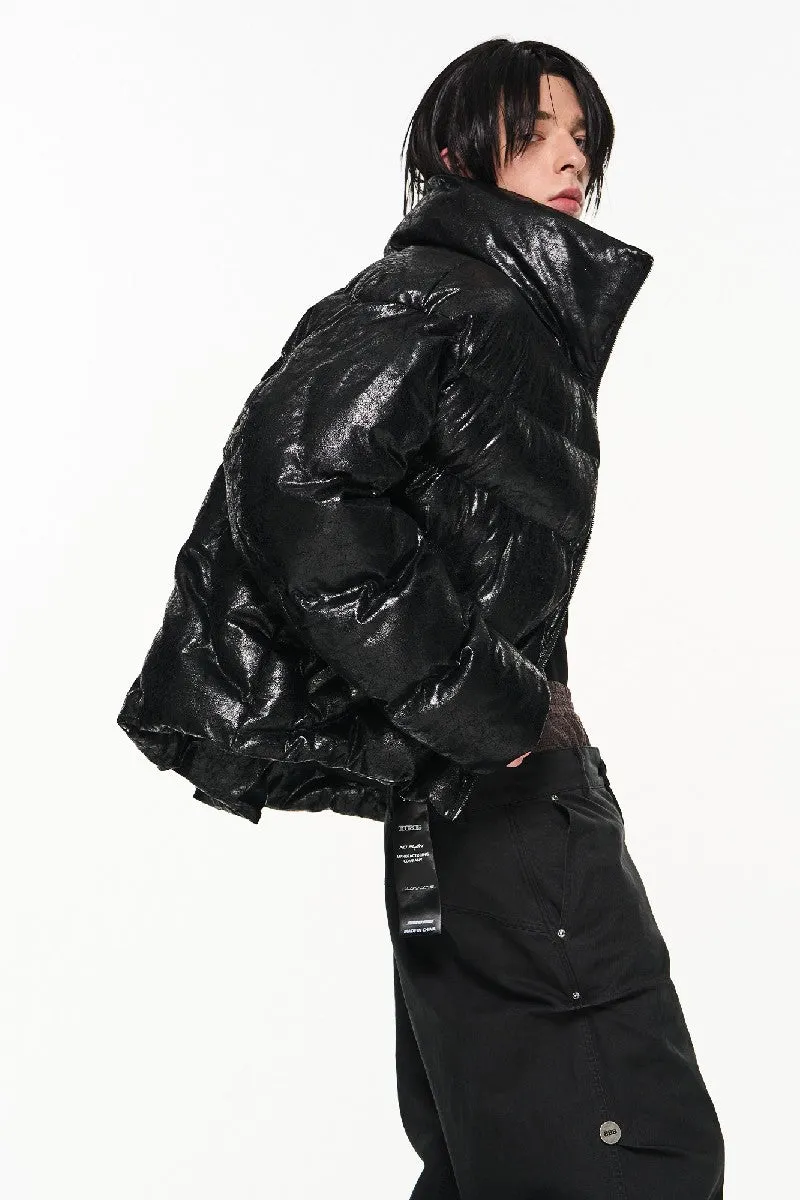 Cracked Texture Puffer Jacket