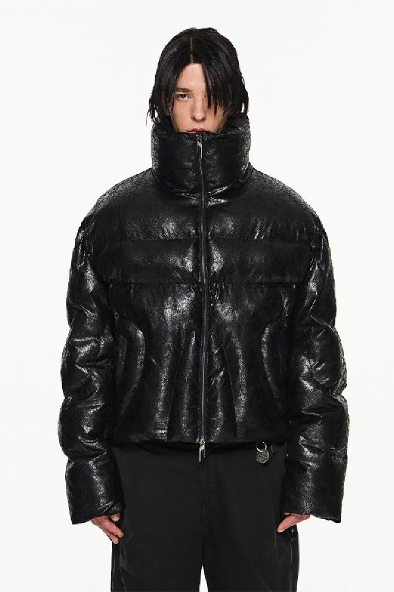 Cracked Texture Puffer Jacket