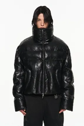 Cracked Texture Puffer Jacket