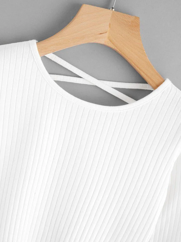 Criss Cross Back Ribbed Sweater