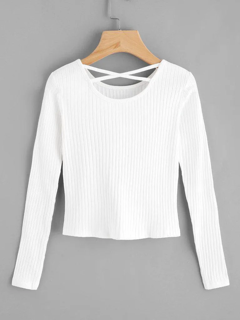 Criss Cross Back Ribbed Sweater