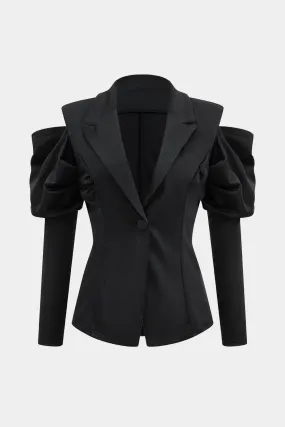 Cut Out Notched Lapel Blazer