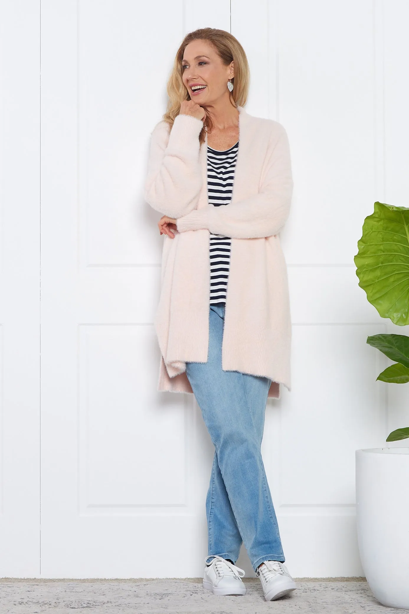 Dawn Fluffy Knit Cardi - Baby Pink