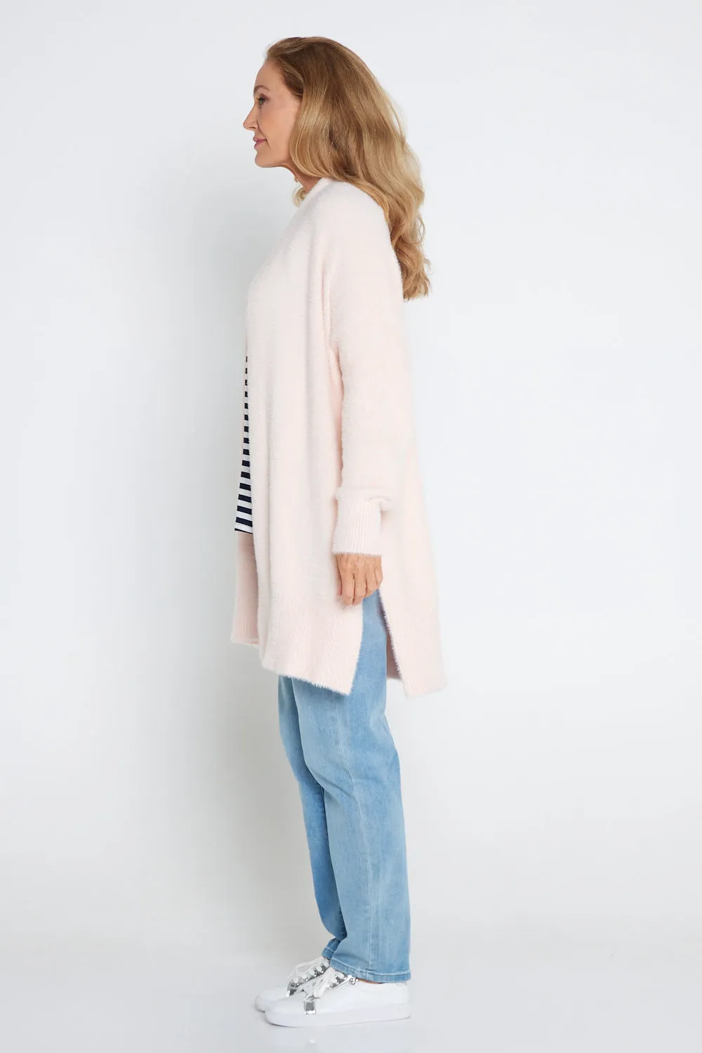 Dawn Fluffy Knit Cardi - Baby Pink