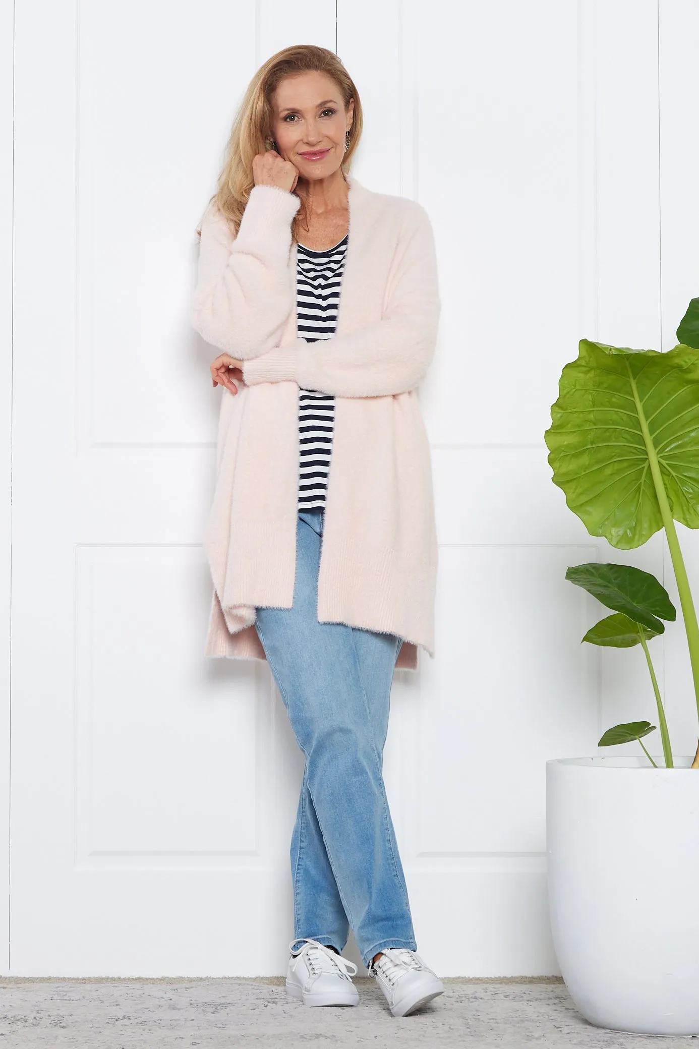 Dawn Fluffy Knit Cardi - Baby Pink