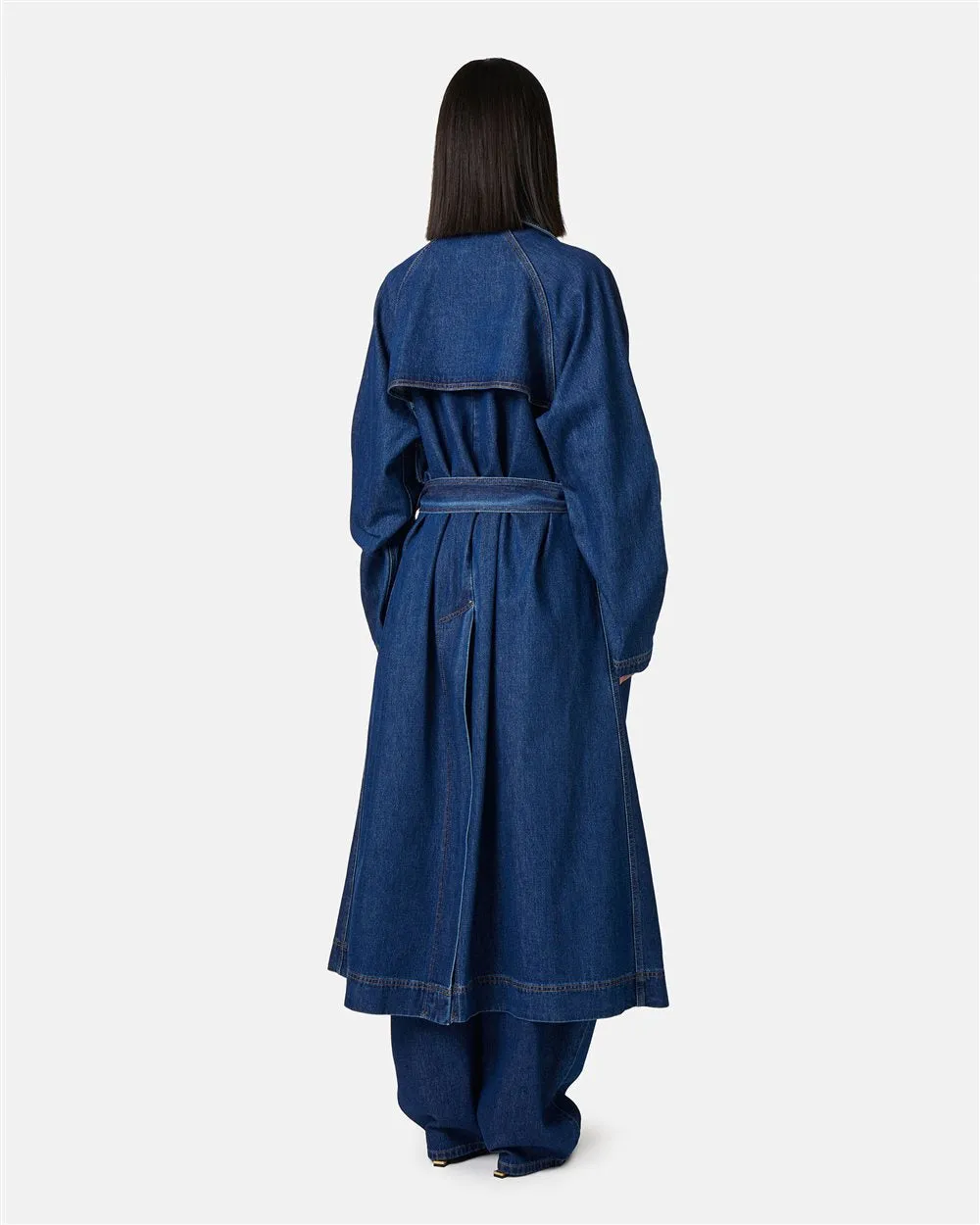 Denim Trench Coat Com Logo - Iceberg