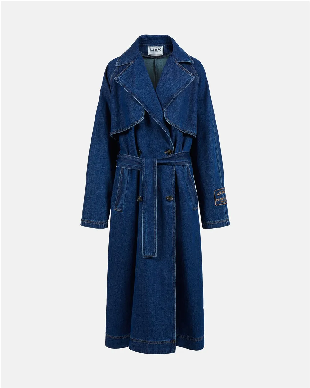 Denim Trench Coat Com Logo - Iceberg