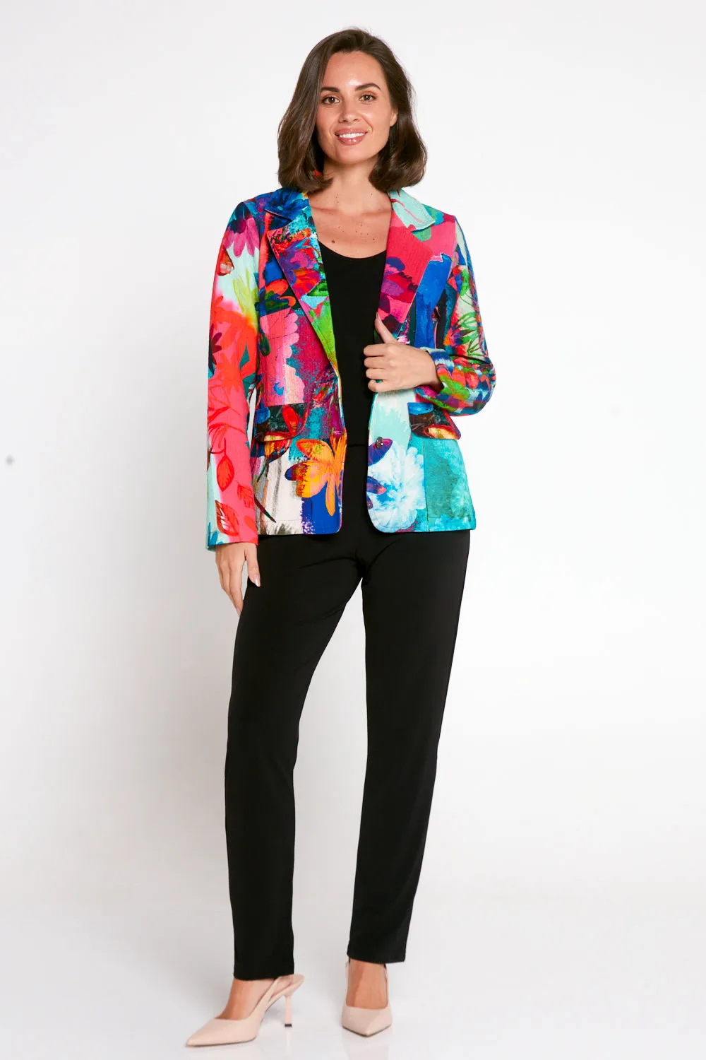 Digital Print Cotton Blazer - Bold Bouquet