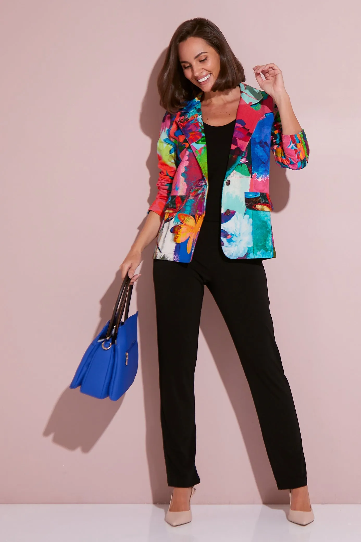 Digital Print Cotton Blazer - Bold Bouquet