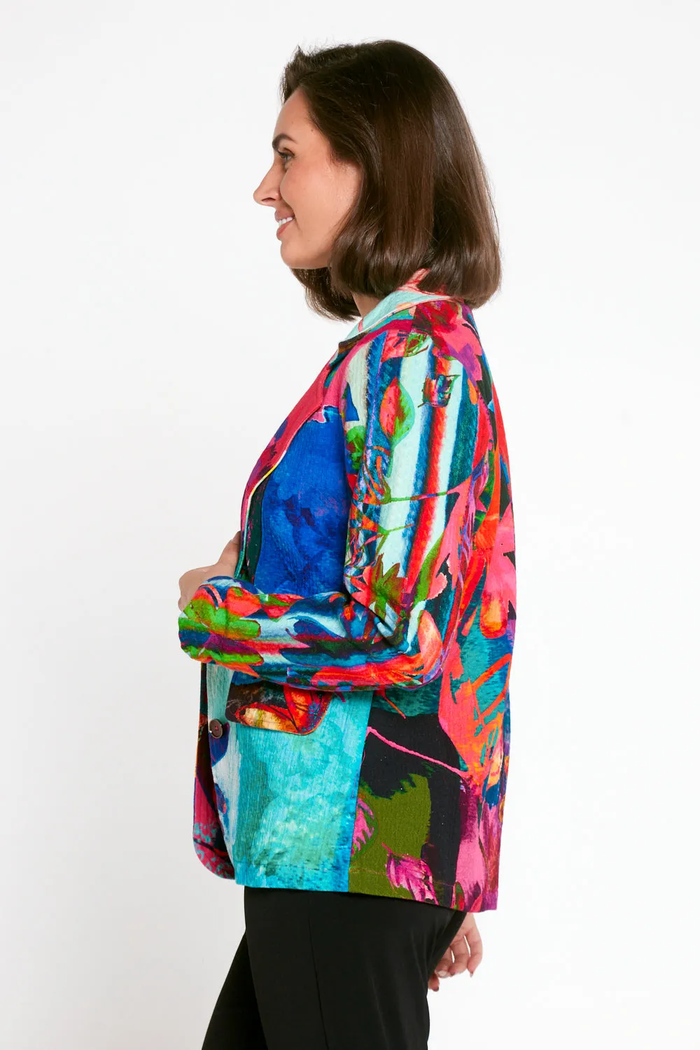 Digital Print Cotton Blazer - Bold Bouquet