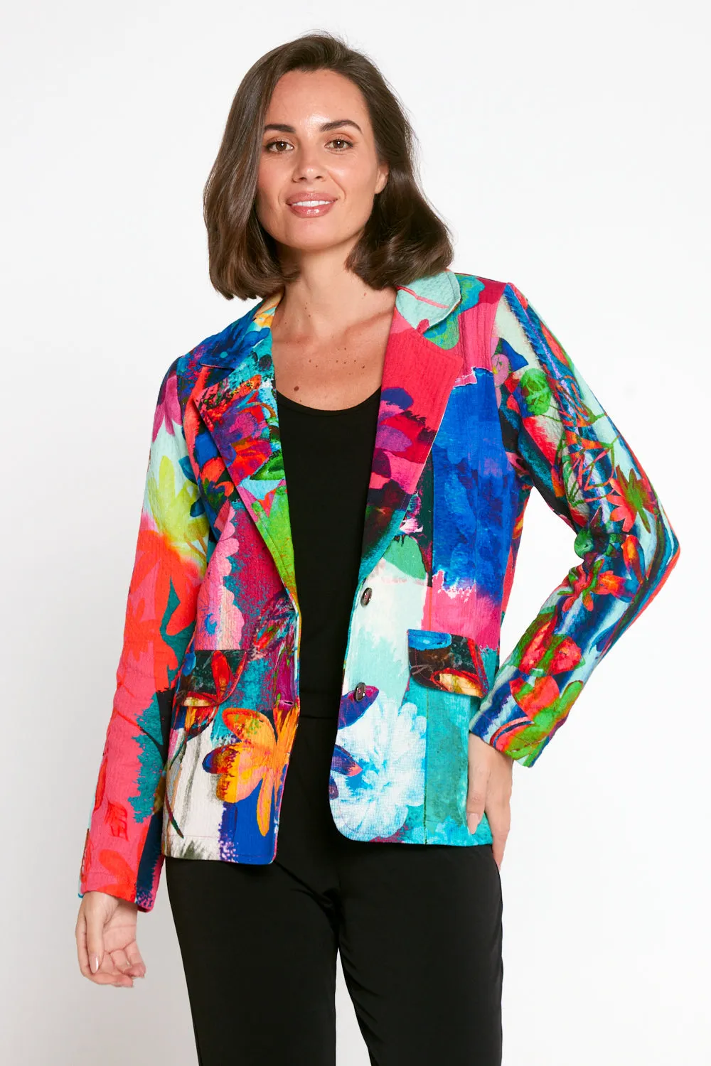 Digital Print Cotton Blazer - Bold Bouquet