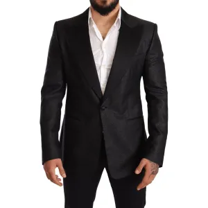 Dolce & Gabbana Elegant Black Metallic Slim Fit Blazer Jacket