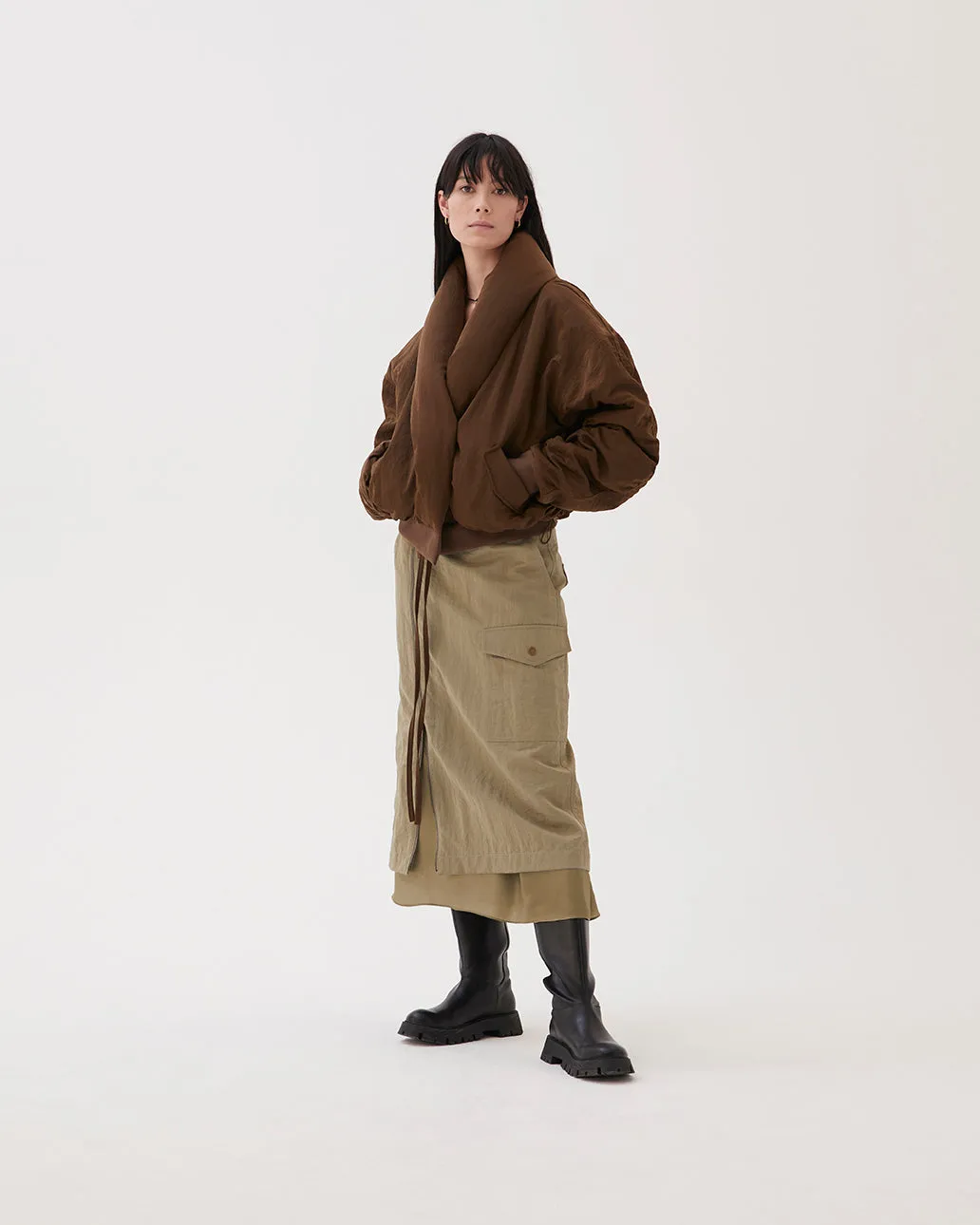 Duvet Jacket Nylon Brown