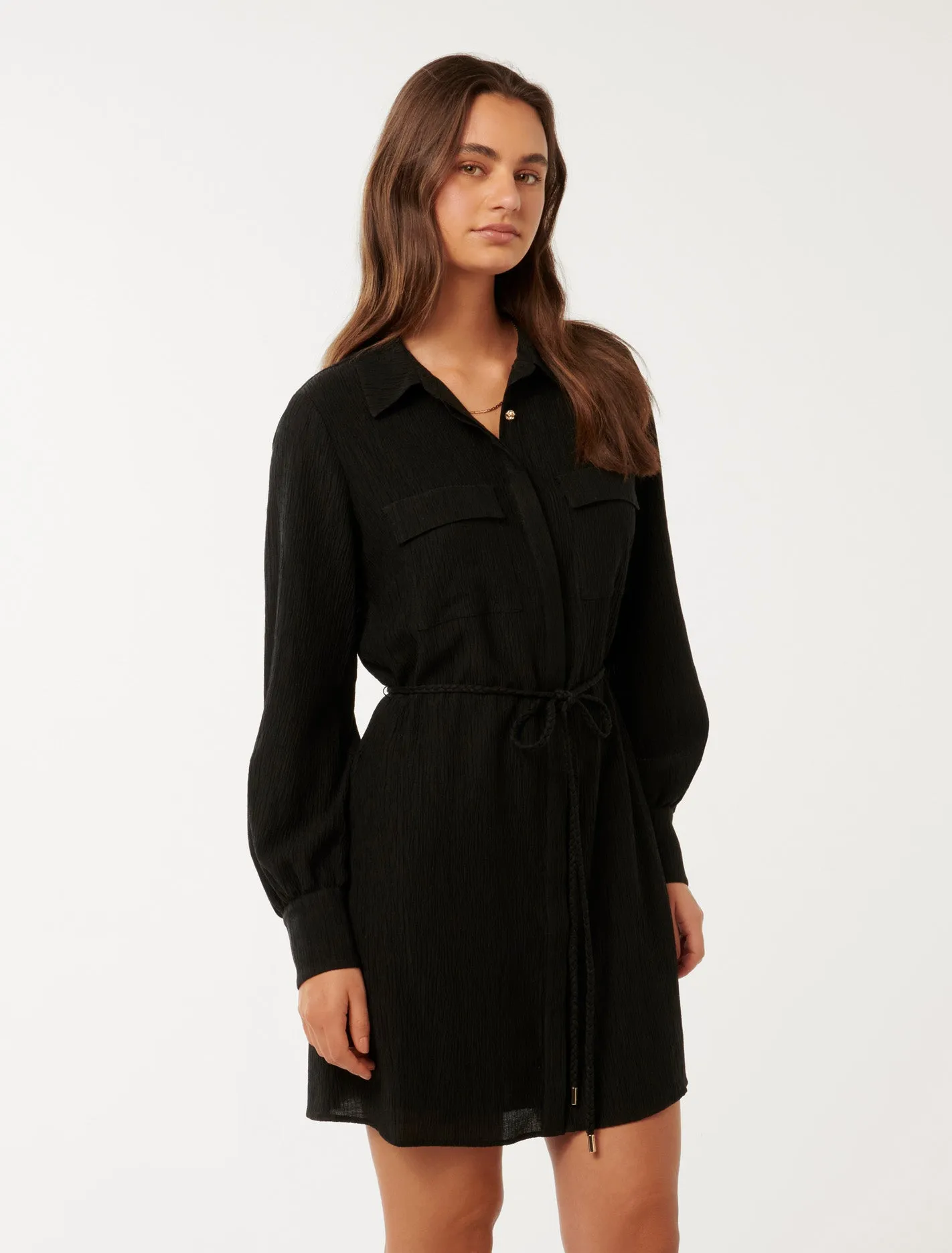 Eloise Textured Shirt Mini Dress