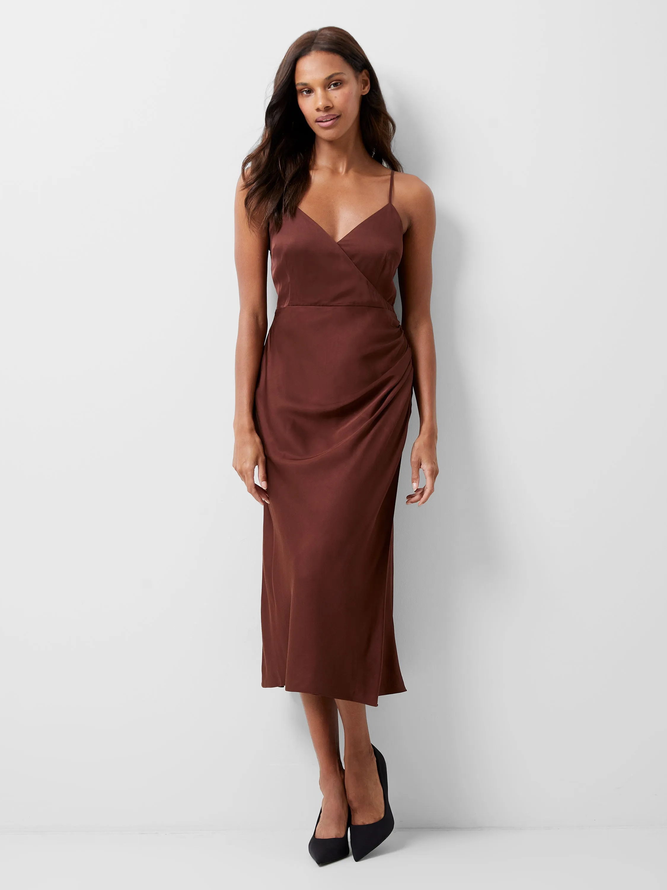 Ennis Eco Satin Slip Midi Dress