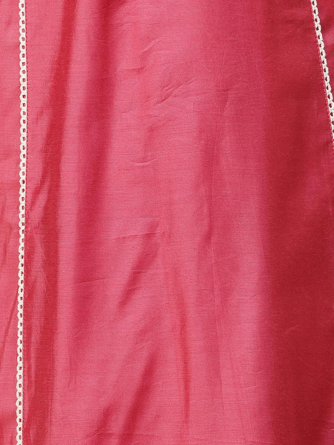 Ethnic A-Line Kurta with Pants & Dupatta - Pink