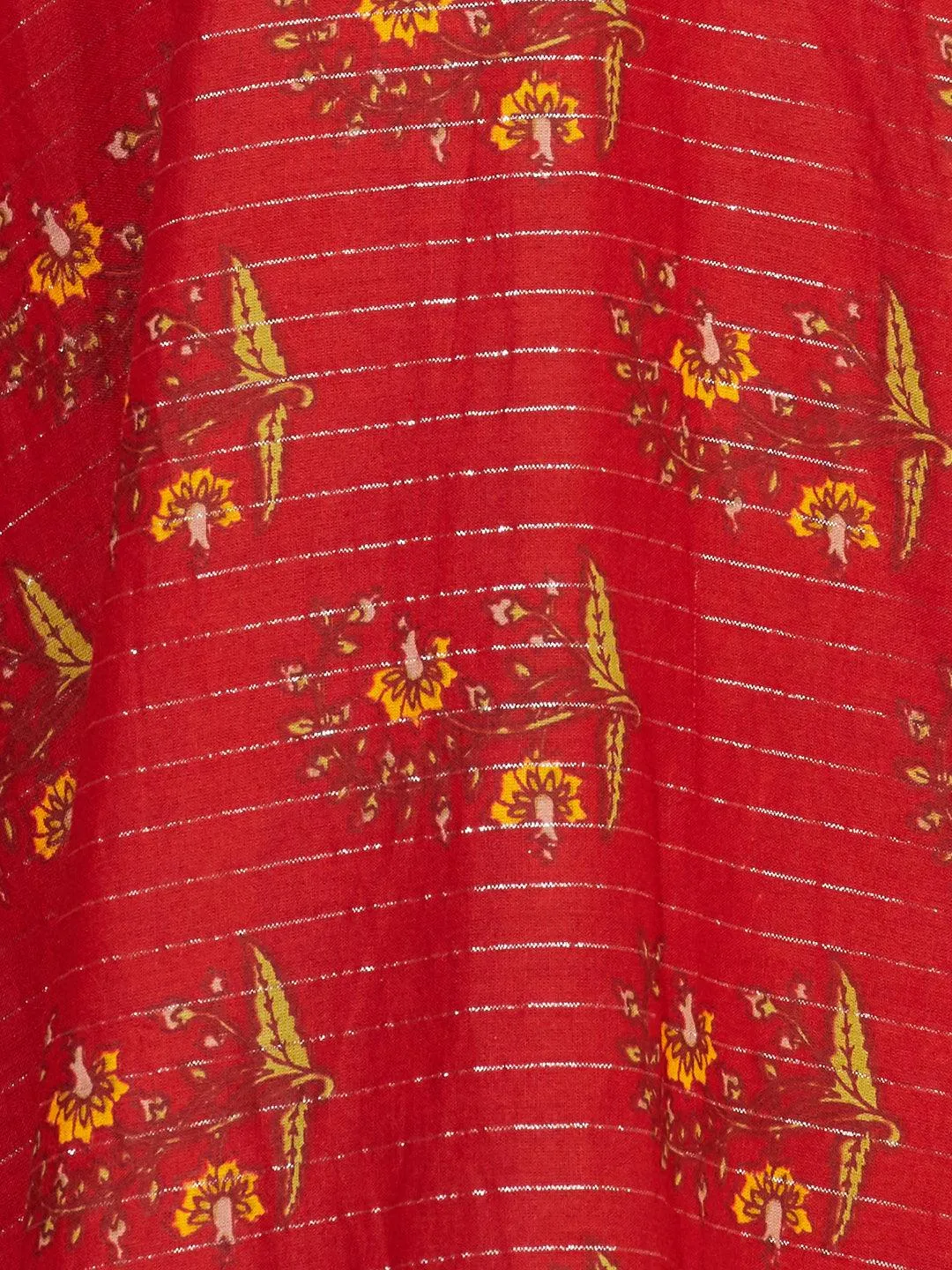 Ethnic Printed & Hand Embroidered Angrakha Kurta with Pants & Dupatta - Burnt Sienna