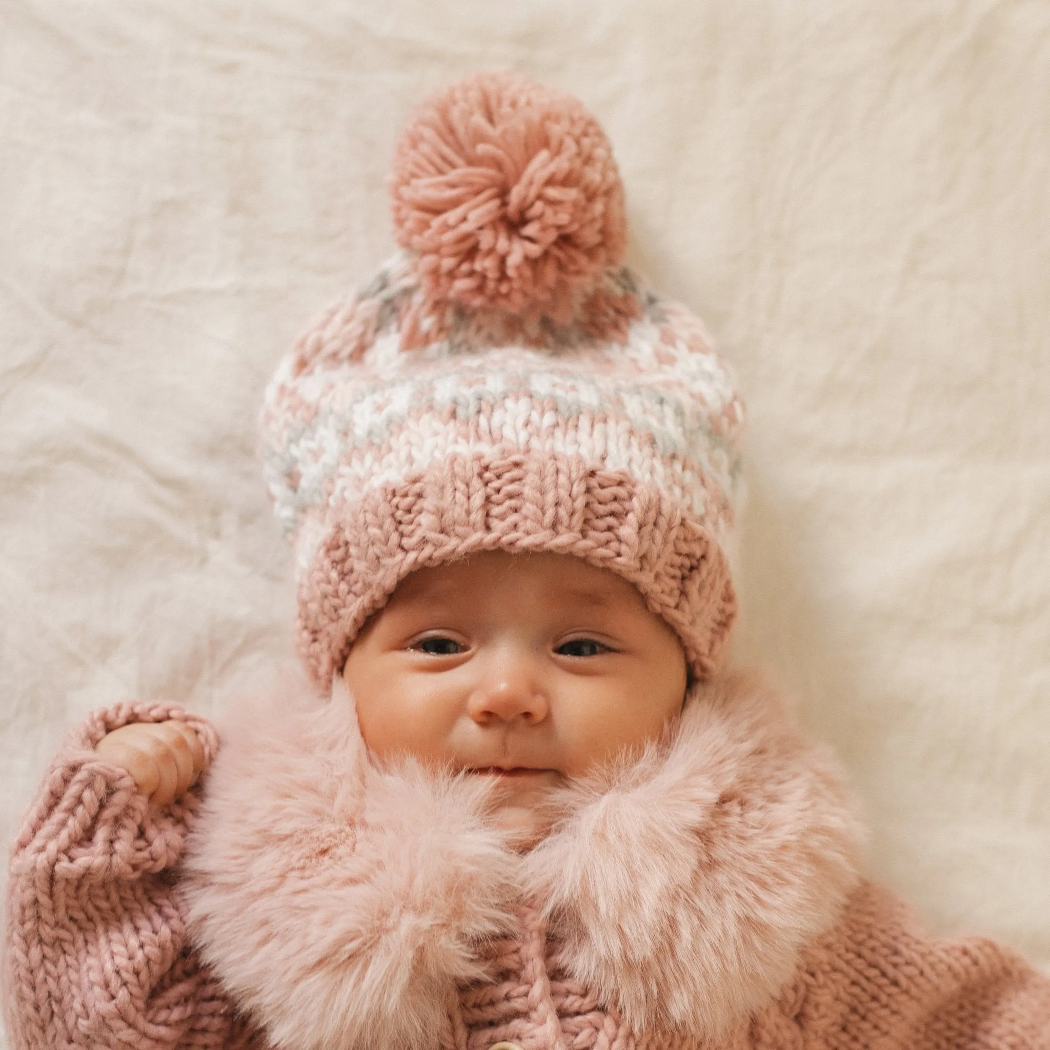 Fairisle Rosy Beanie Hat for Baby & Kids