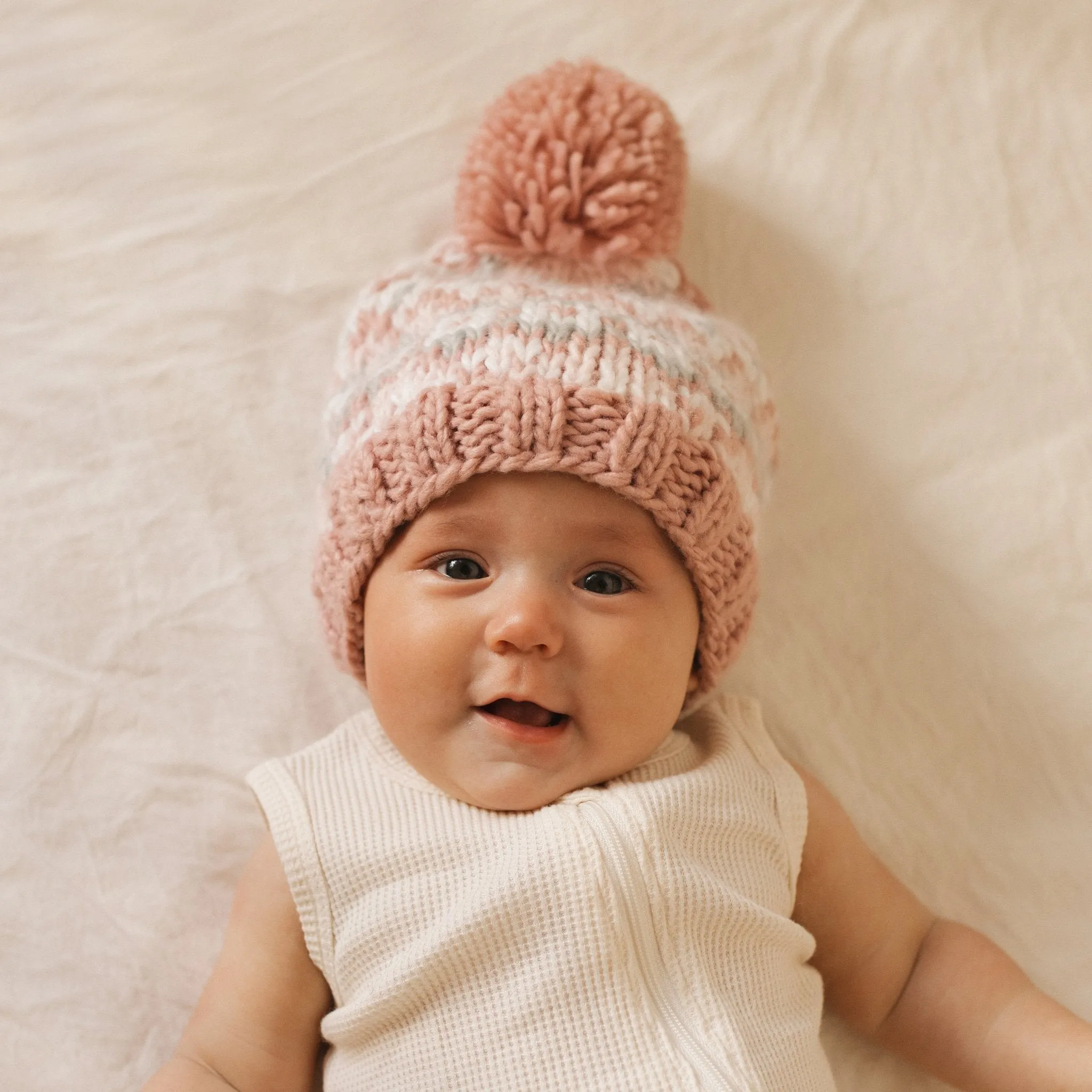 Fairisle Rosy Beanie Hat for Baby & Kids