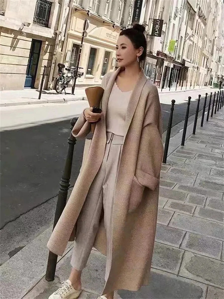 Fall Winter Loose Knitted Long Cardigan Sweaters