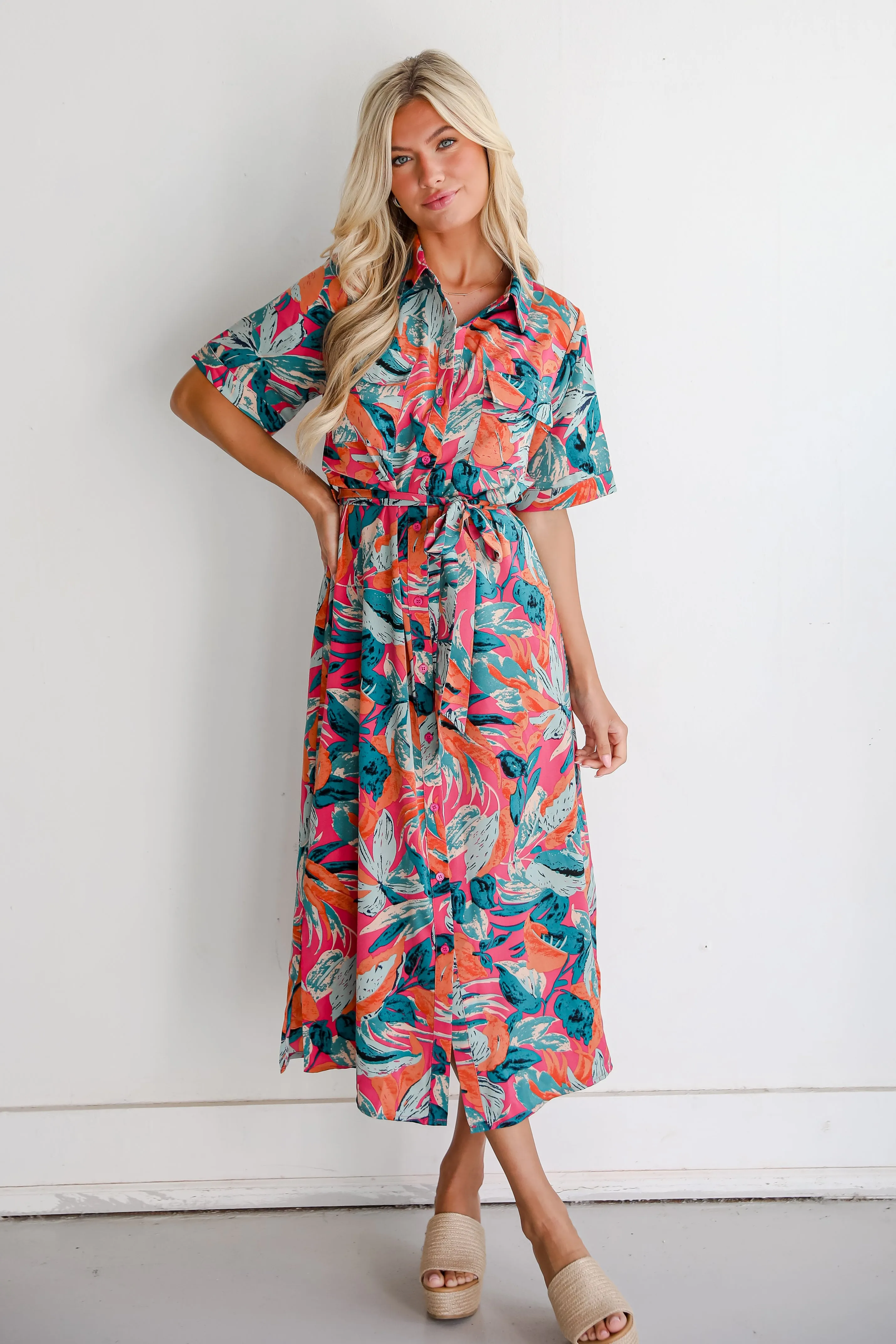 FINAL SALE - Bali Beauty Tropical Print Midi Dress