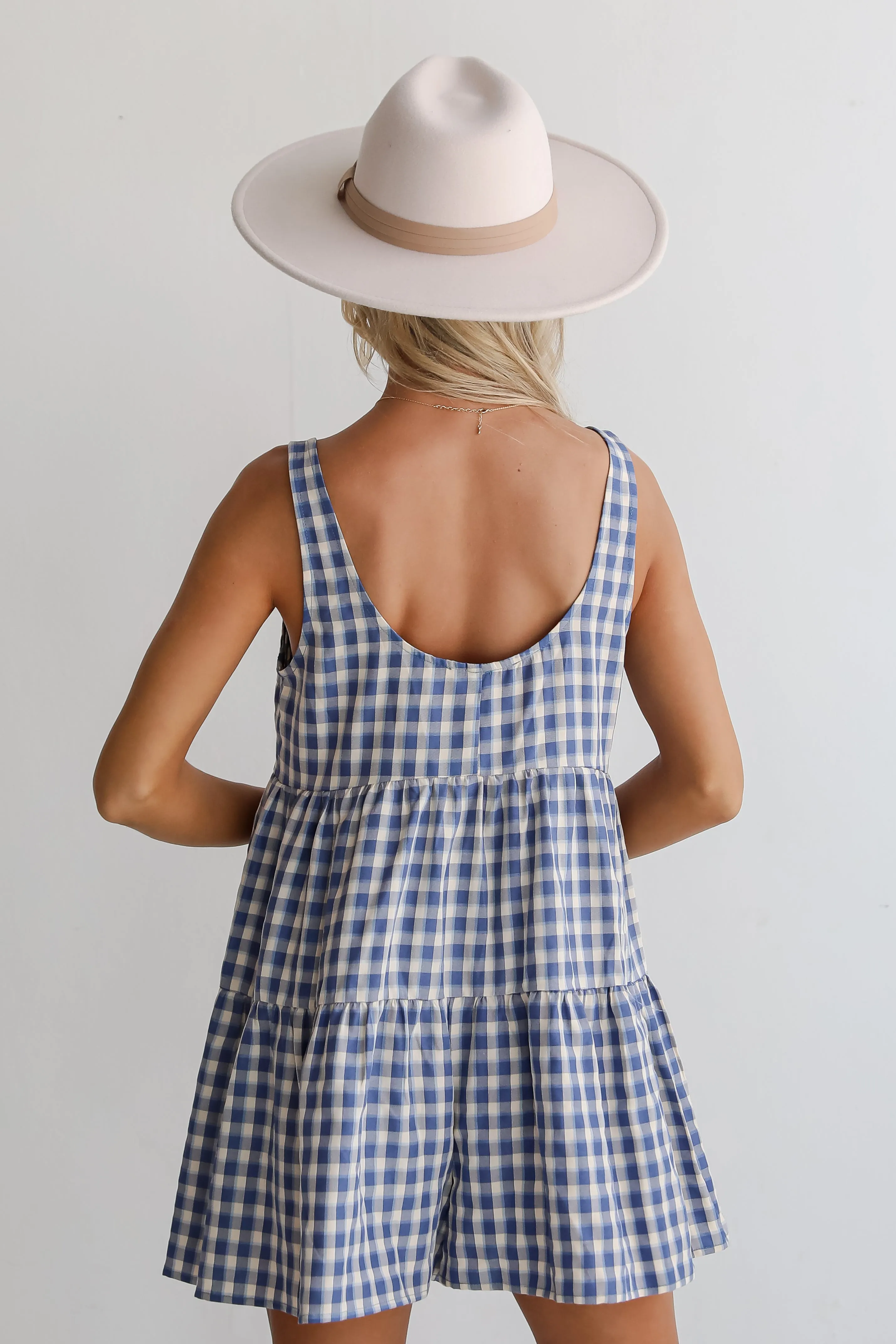 FINAL SALE - Blissfully Perfect Blue Gingham Romper