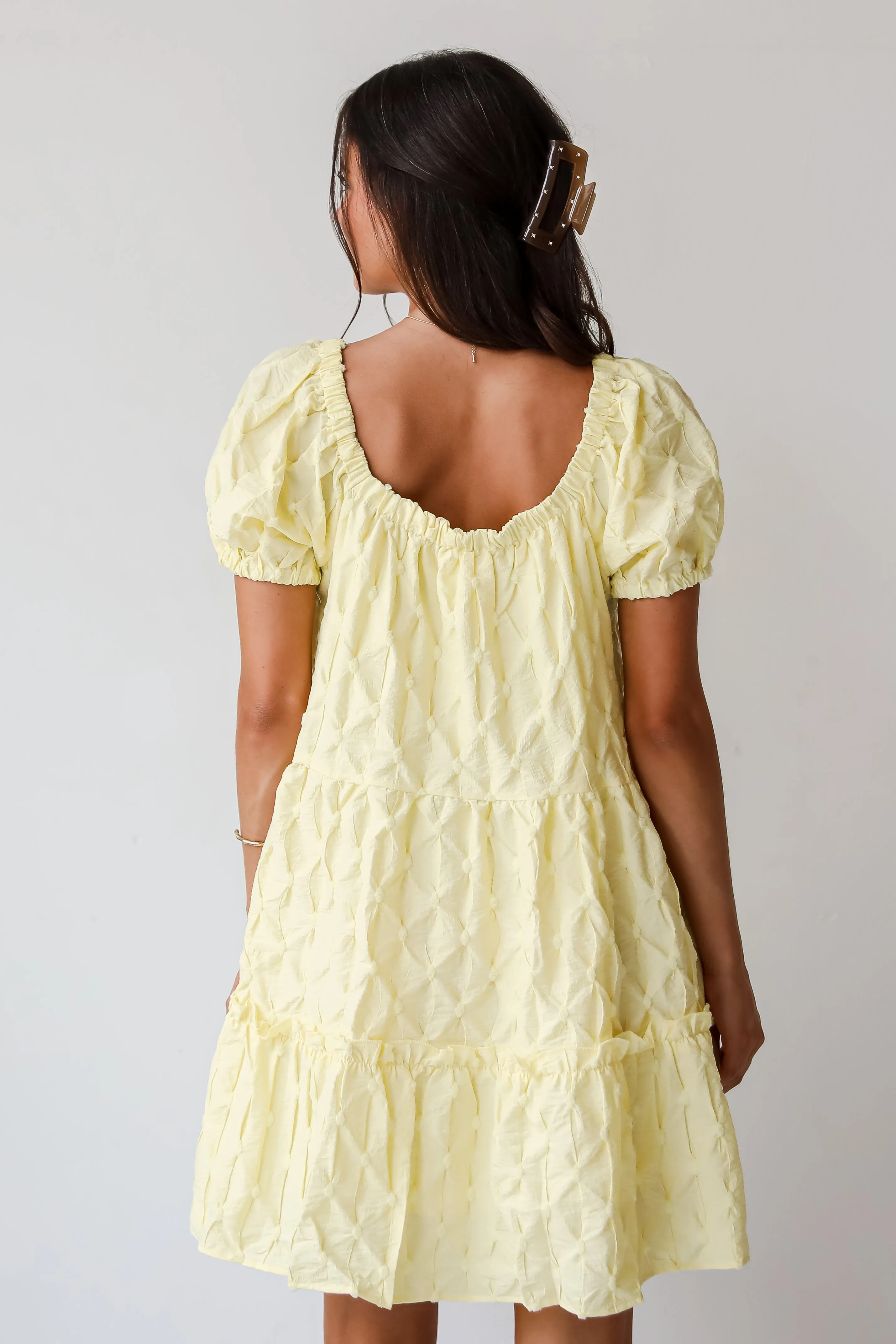 FINAL SALE - Stunning Presence Yellow Textured Mini Dress