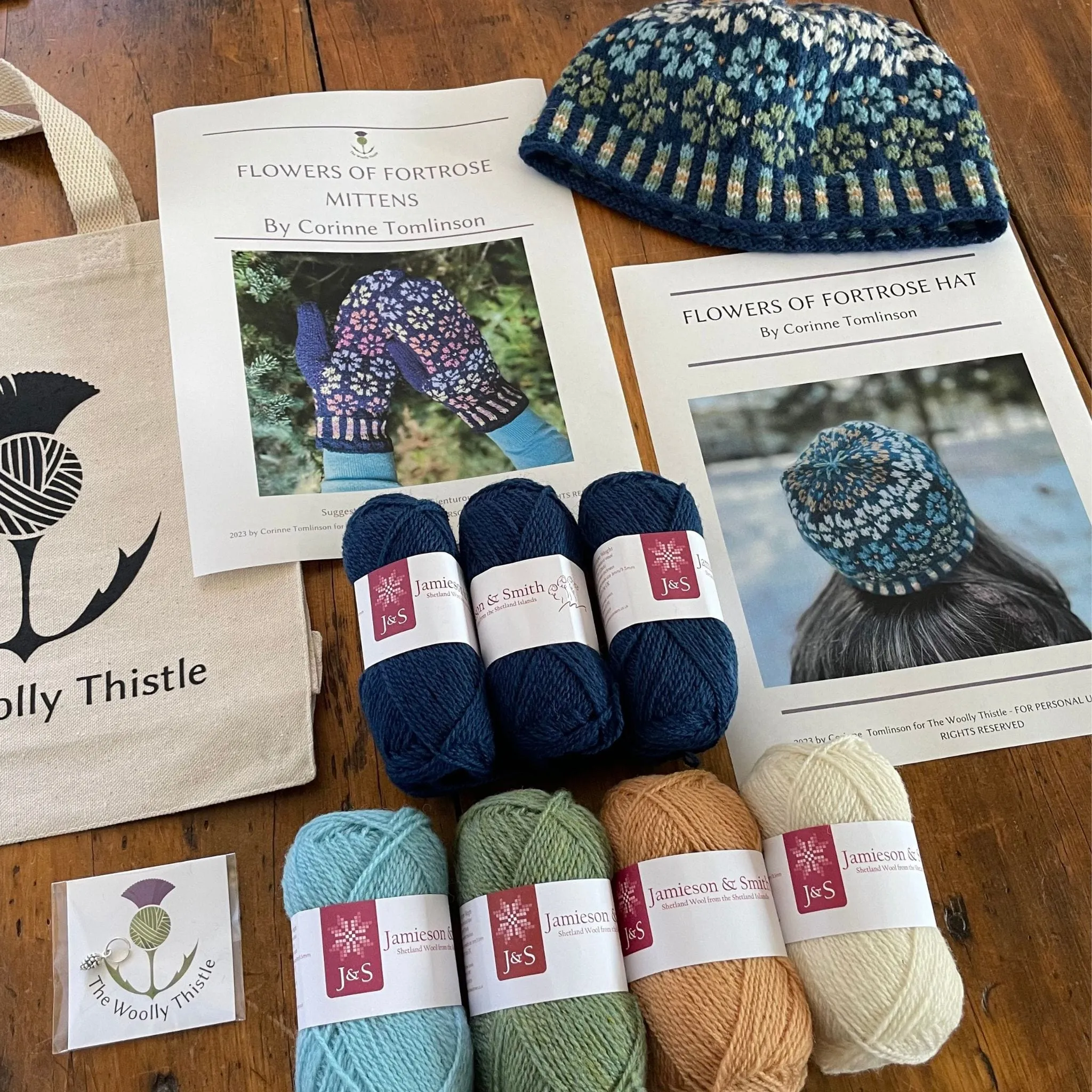 Flowers of Fortrose Hat & Mittens Kit - J&S 2ply