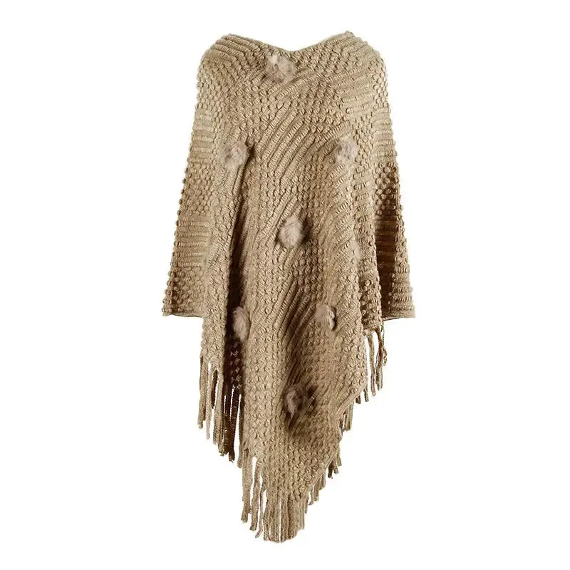 Fringed Cloak Shawl Sweater