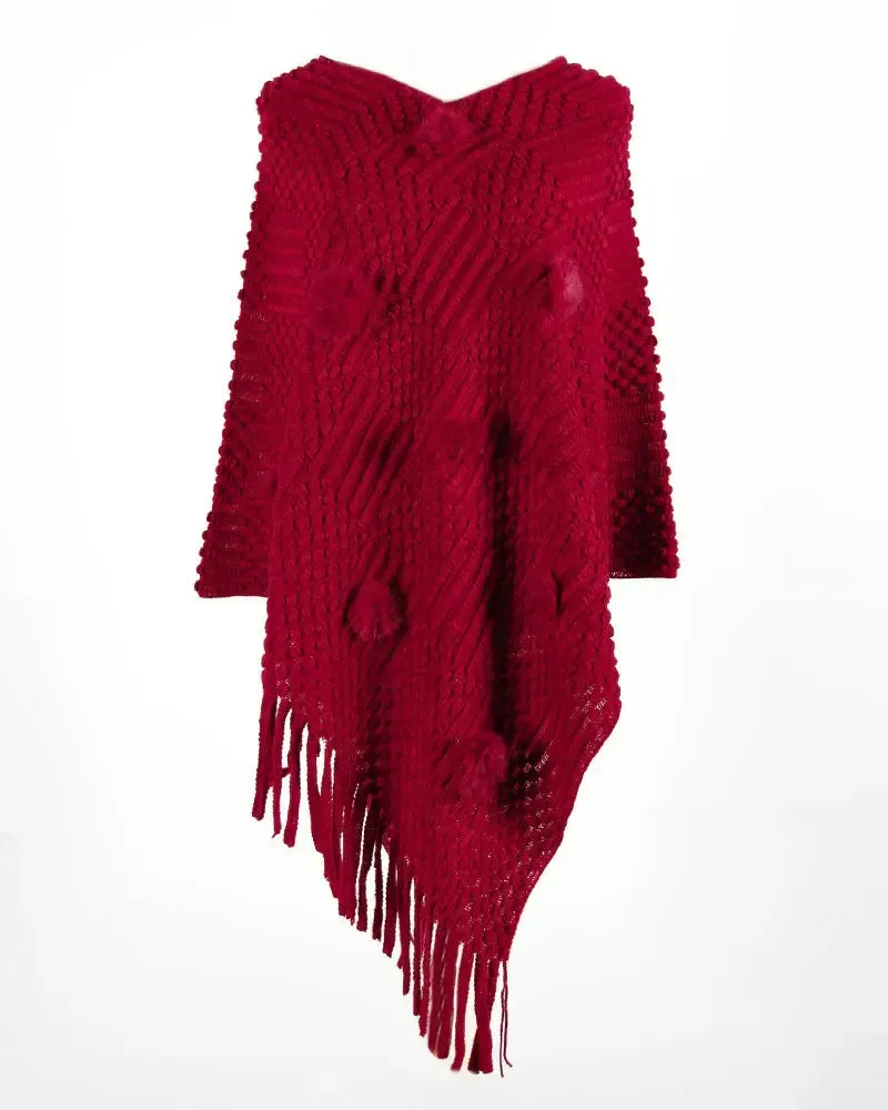 Fringed Cloak Shawl Sweater