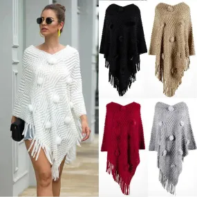 Fringed Cloak Shawl Sweater