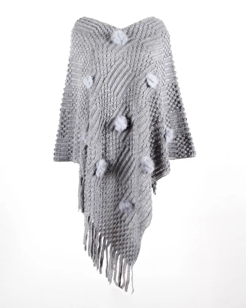 Fringed Cloak Shawl Sweater